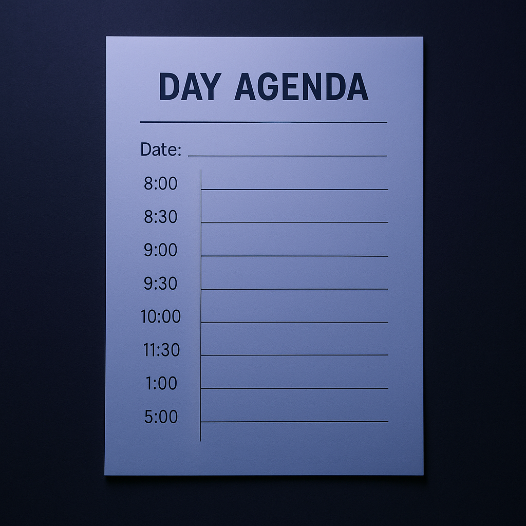 Sample day agenda
